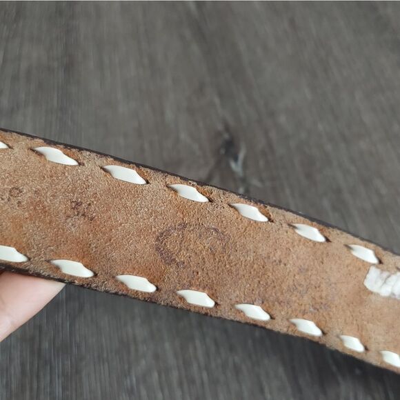 Vintage Nocona Tooled Western Belt Customized "E.M.A." No Buckle Size 34 - Picture 4 of 6